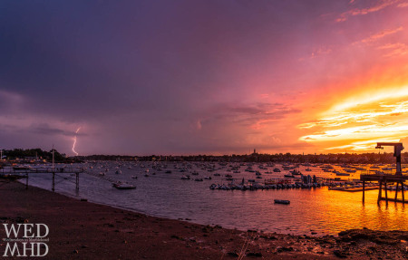 Lightning Sunset over Marblehead Harbor