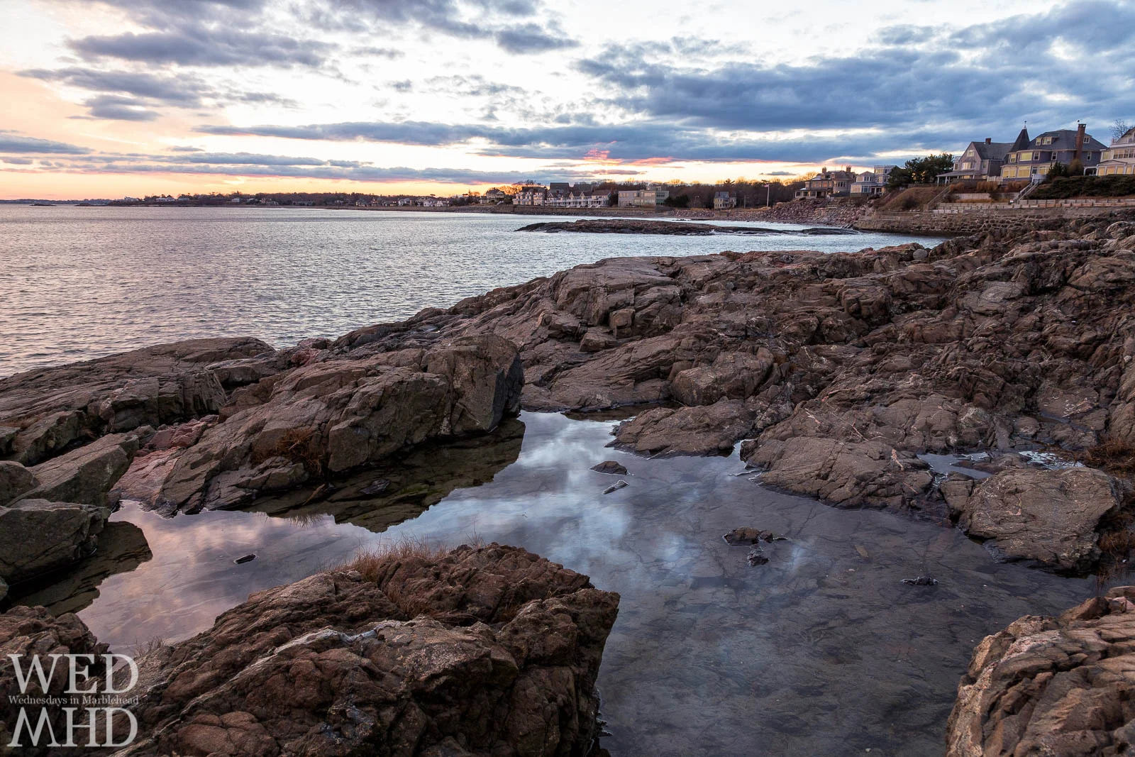 Tide Pools and Reflected Sunset Light - Marblehead, MA