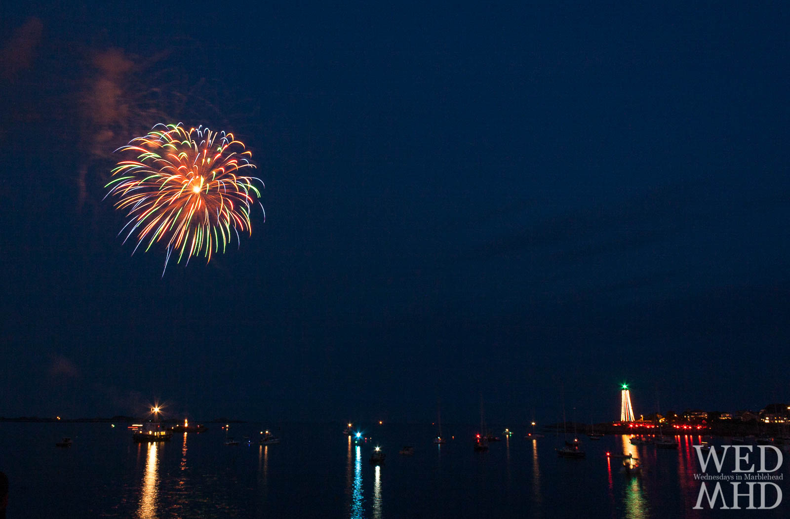 fireworks and lighthouse