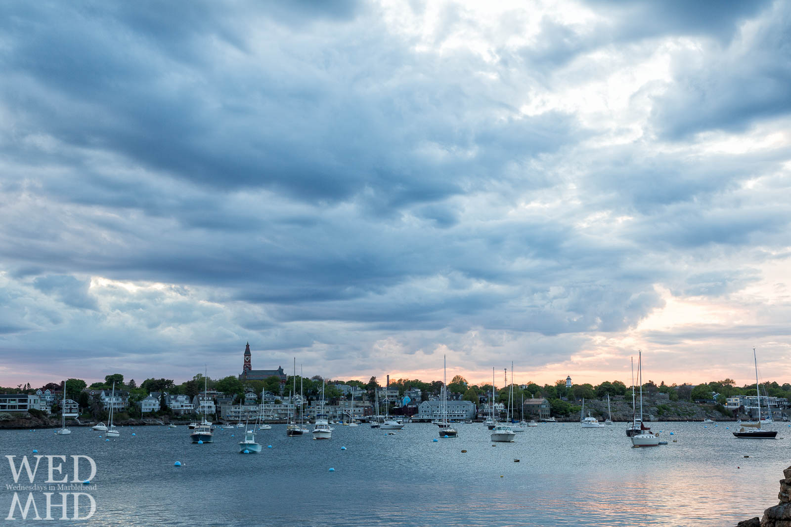 Marblehead Harbor Under a Dramatic Sky at Sunset