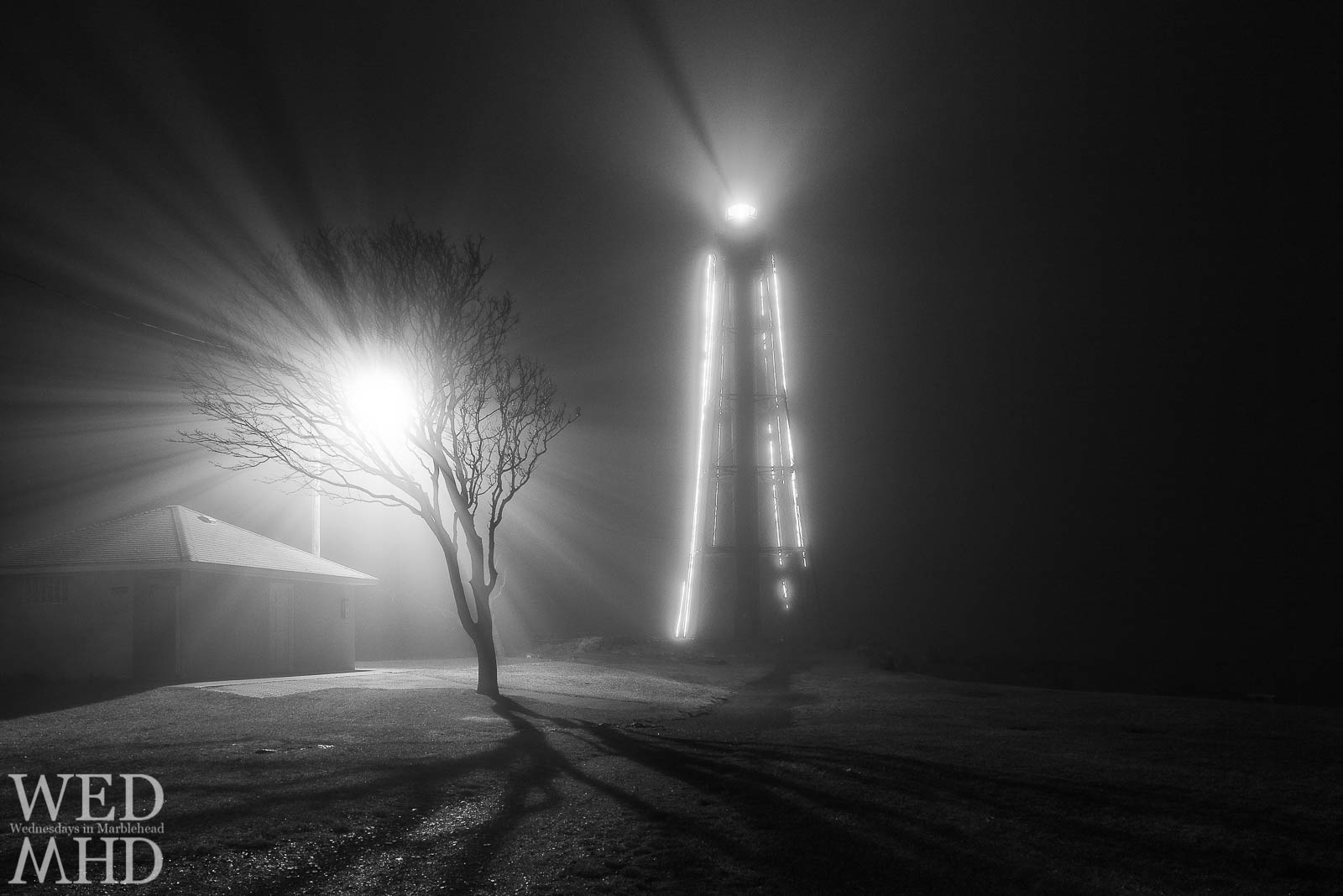 The most recent image to make my Top 13 of 2013 list but one that was incredible to witness and capture.  Taken on an early December night when dense fog took over Marblehead – this was one of a series of black and white images I captured during a two hour photoshoot.  The way the light was broken by the tree and made visible by the dense fog was simply amazing.  The added shadows made for a more complete scene.