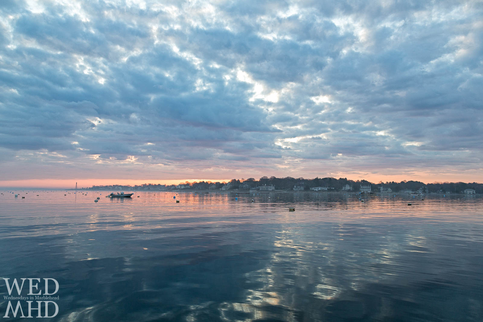 Clouds Reflecting in Marblehead Harbor at Dawn