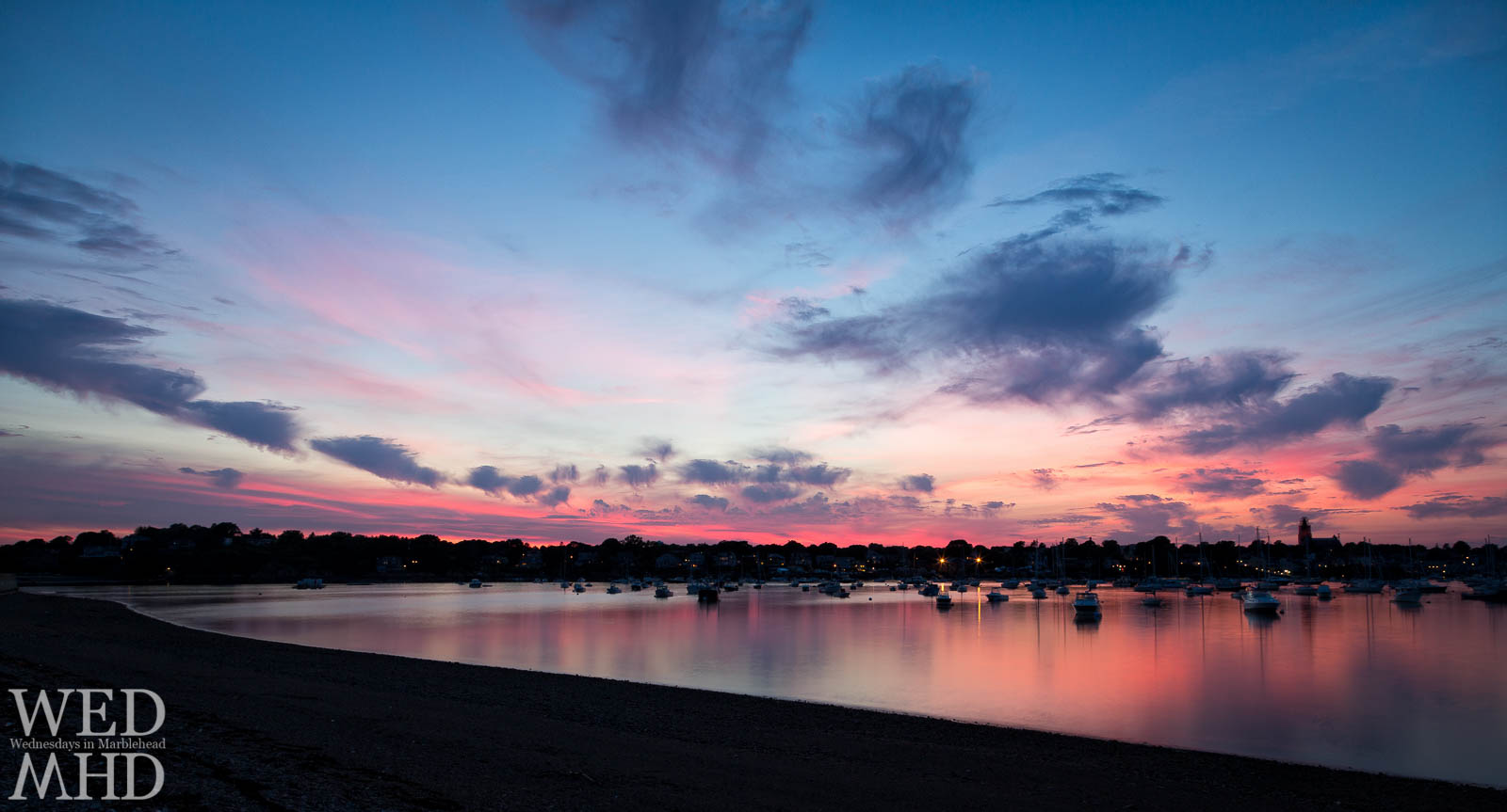 Marblehead Harbor Reflecting Colors of Sunset