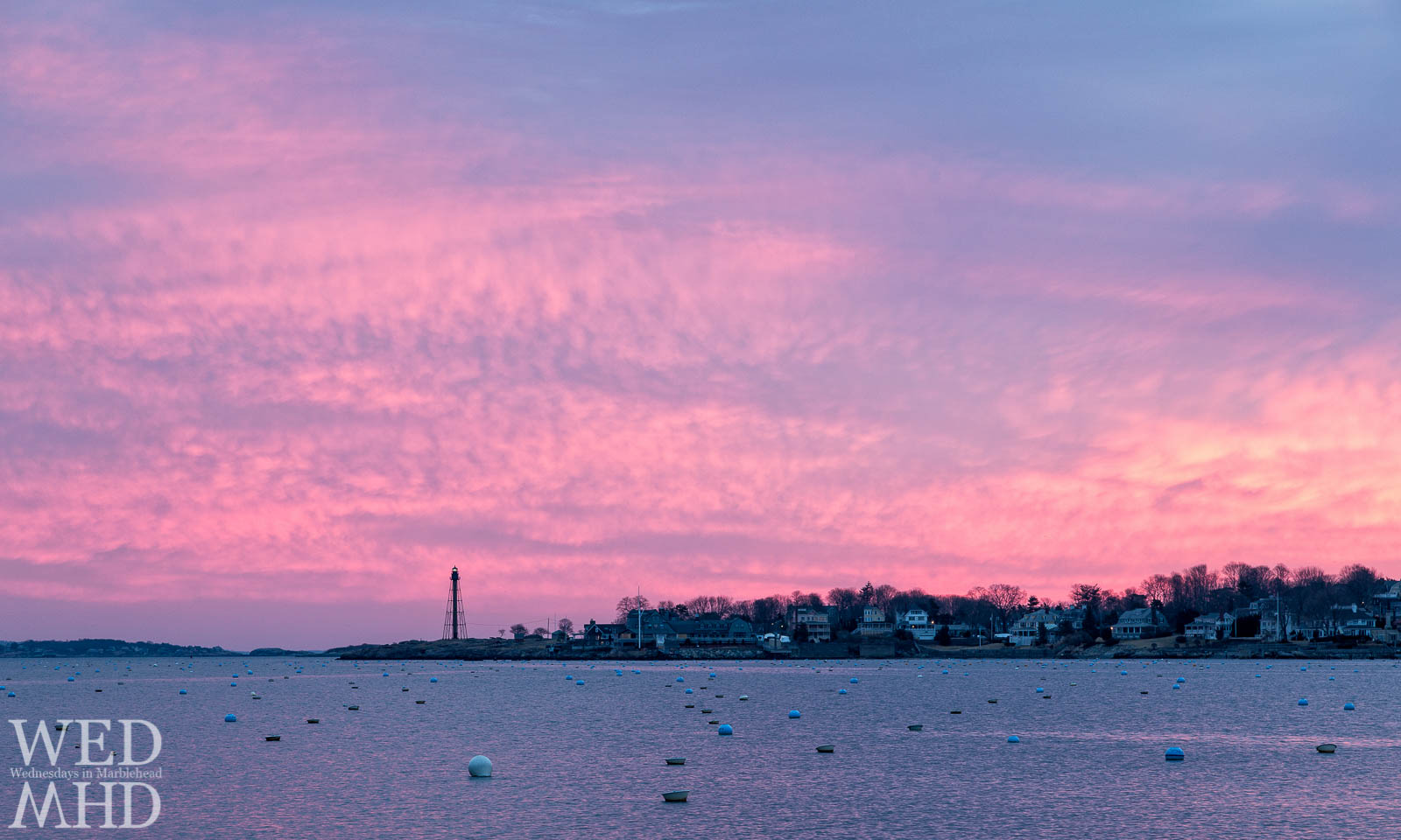 pink cotton candy sky over Marblehead