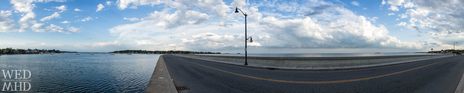 A panorama view of the causeway in Marblehead