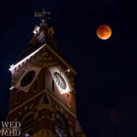 A total lunar eclipse cast the supermoon in a blood red color near Abbot Hall