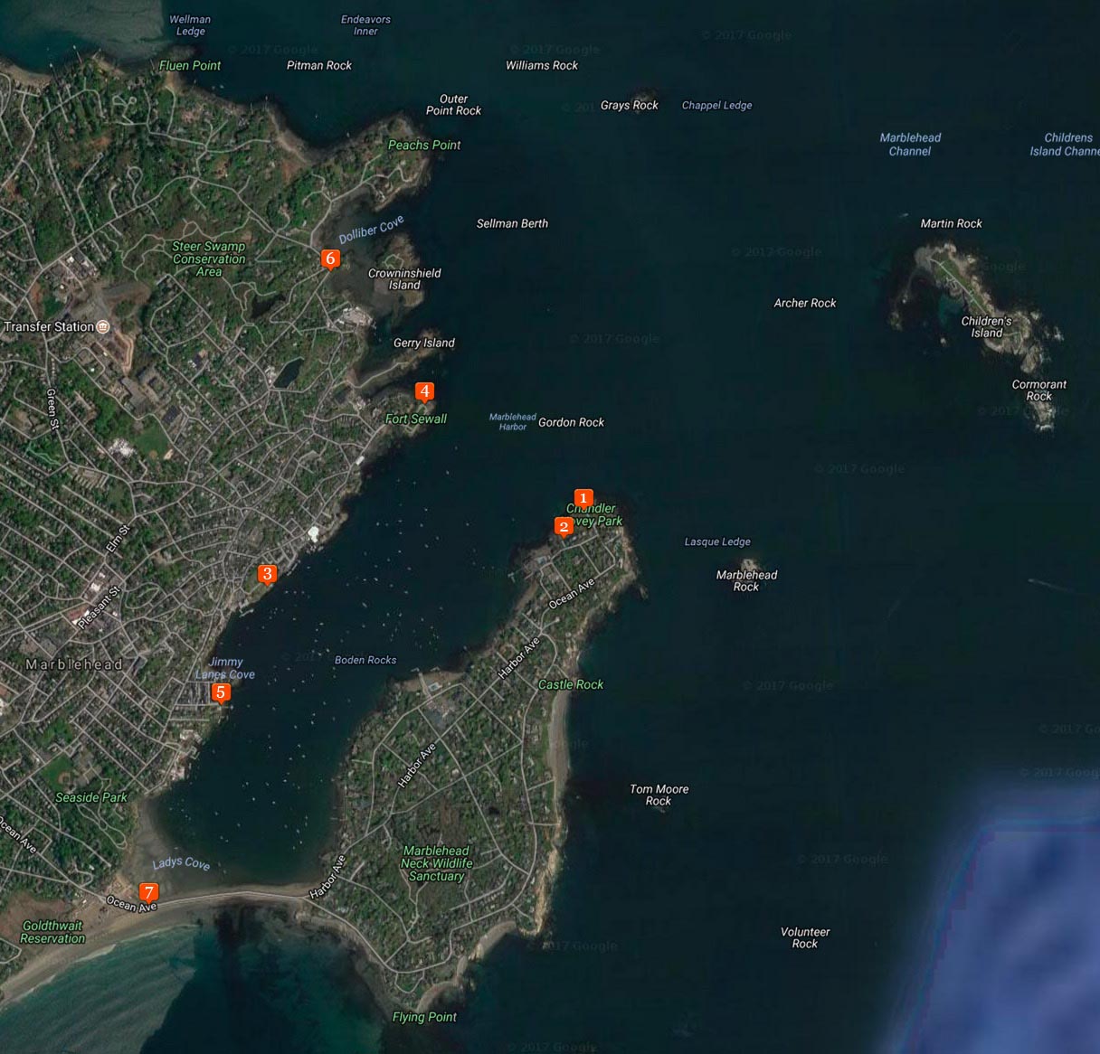 Marblehead fireworks map