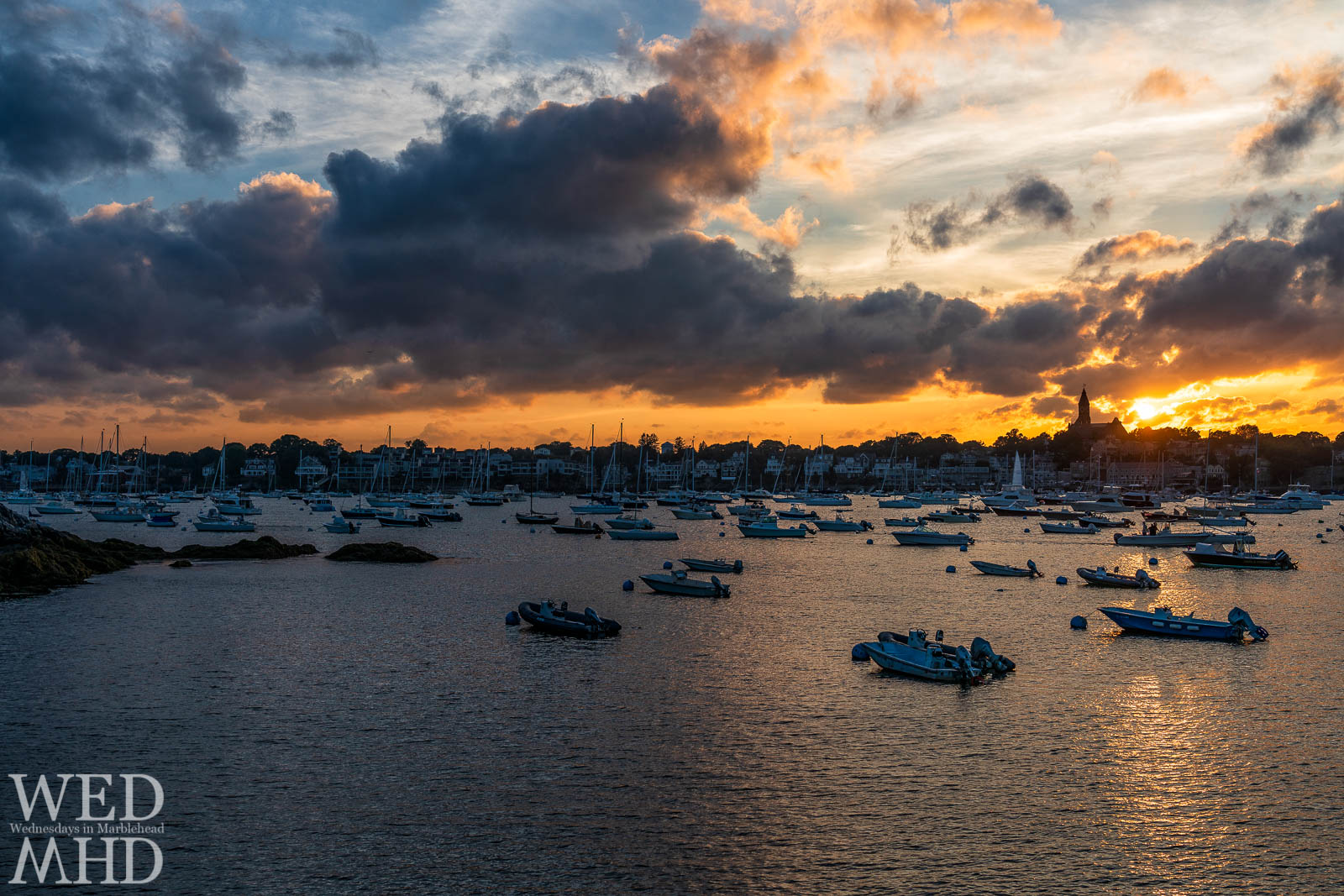 Just another Marblehead sunset captured on an August evening with a nice mix of clouds in the sky and boats in the water