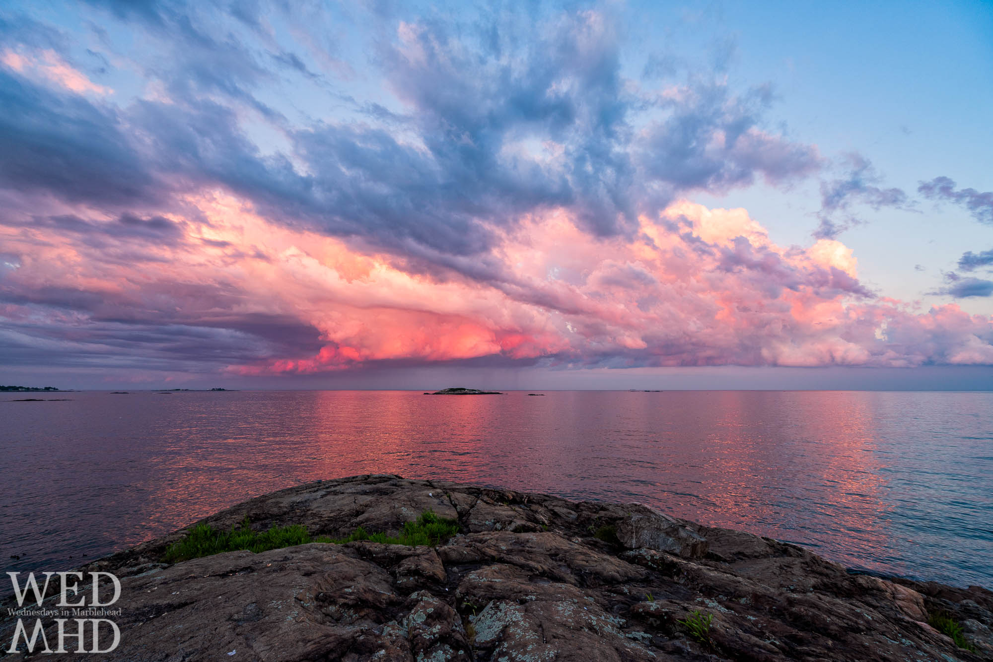The end of an incredible sunset seen from the edge of Bass Rock Lane on a late June evening