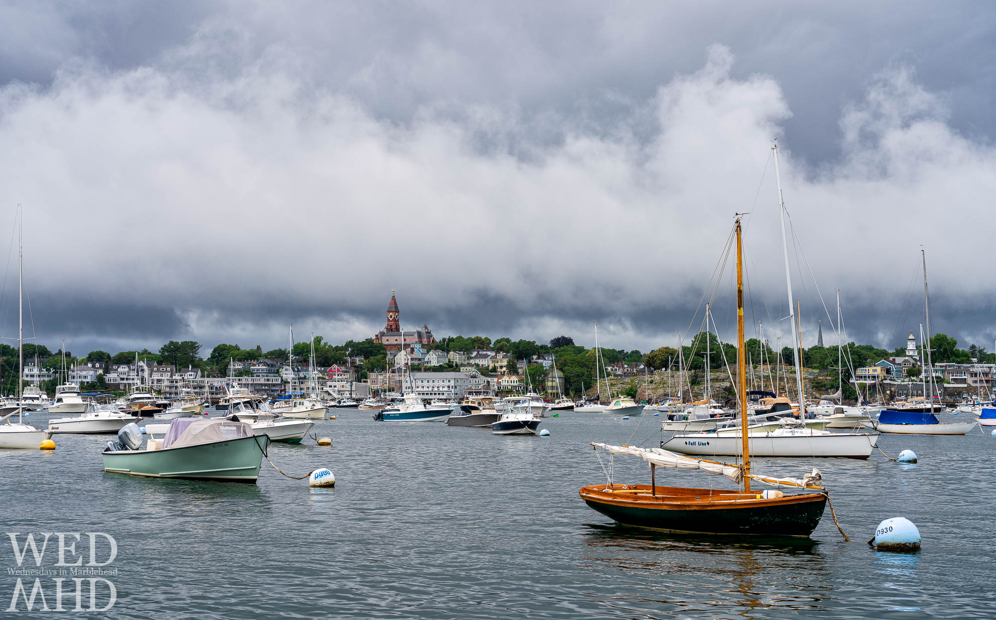 It was a wet Fourth of July in Marblehead but I found this scene between the raindrops as seen from the Pleon Yacht Club dock